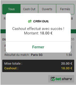 Cashout d'Unibet.fr