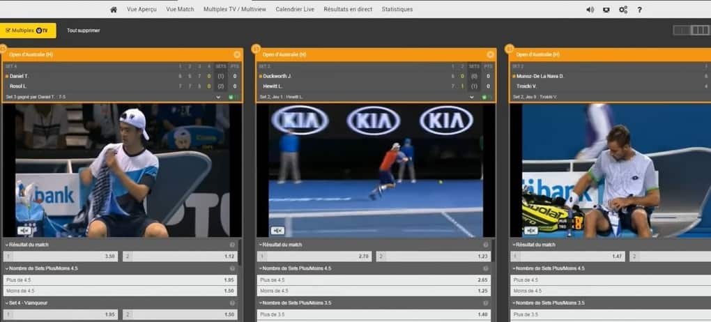 Multiplex matchs tennis Unibet TV