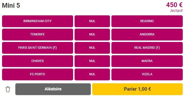 grilles Feelingbet.fr, la mini 5