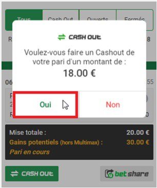 Cashout d'Unibet.fr