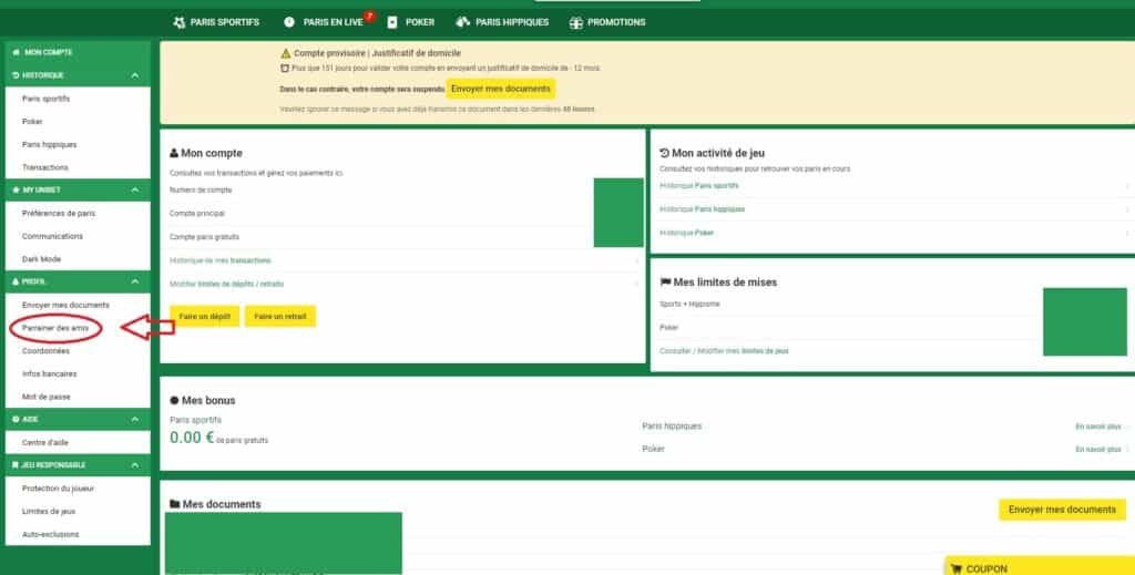 Parrainage Unibet.fr