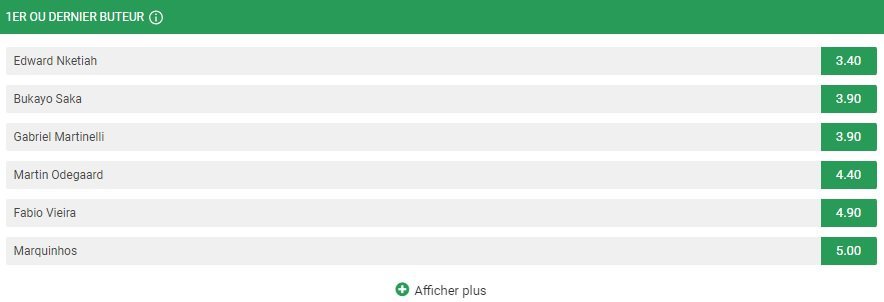 Paris sur les buteurs - 1er ou dernier buteur