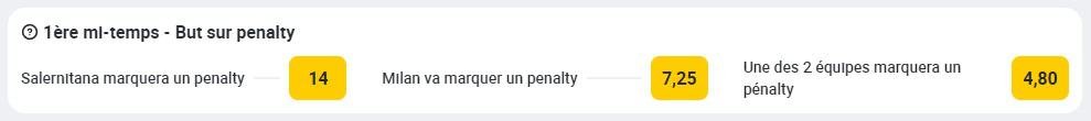 Les paris sur les penaltys - 1ère mi-temps, but sur penalty