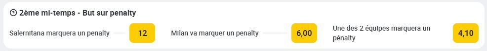 1ère mi-temps - But sur penalty - Les paris sur les penaltys