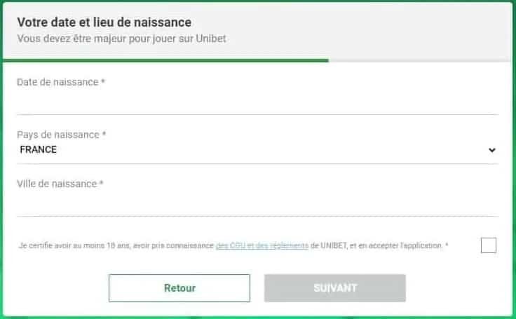Comment s'inscrire sur Unibet.fr? - Créer un compte Unibet.fr, étape 4