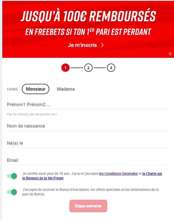 Comment s'inscrire sur Betclic.fr - créer un compte betclic.fr, étape 1